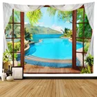 SepYue пляжный кокосовый пейзаж, настенный гобелен, настенное украшение в стиле Триппи, декор для спальни, окна, бассейна, занавеска, фон