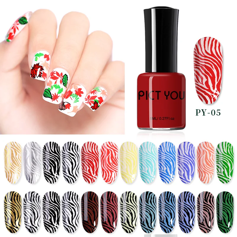 

8ml Color Stamping Nail Polish Black White Red Nail Art Printing Varnish DIY Design Varnish 12 Colors Nude Nail