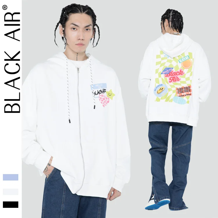 

BLACKAIR zip up hoodie boys sweatshirts 2020 couple clothes vintage fashion man hoodies high street harajuku hoodie WZ02