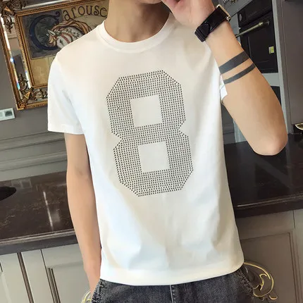 

Men's short sleeve t-shirt summer trend handsome casual half sleeve 8375
