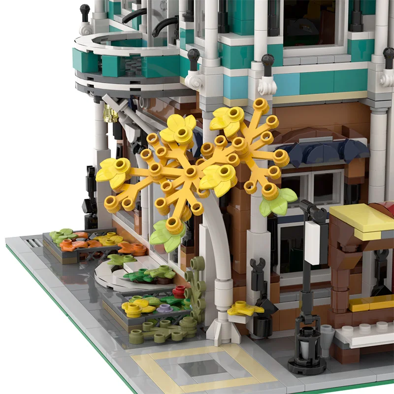 

2287 PCS MOC City Street Scene Bookshop Libra Cafe Tree Building Blocks Construction Modular Block Model Toys for Children Gift