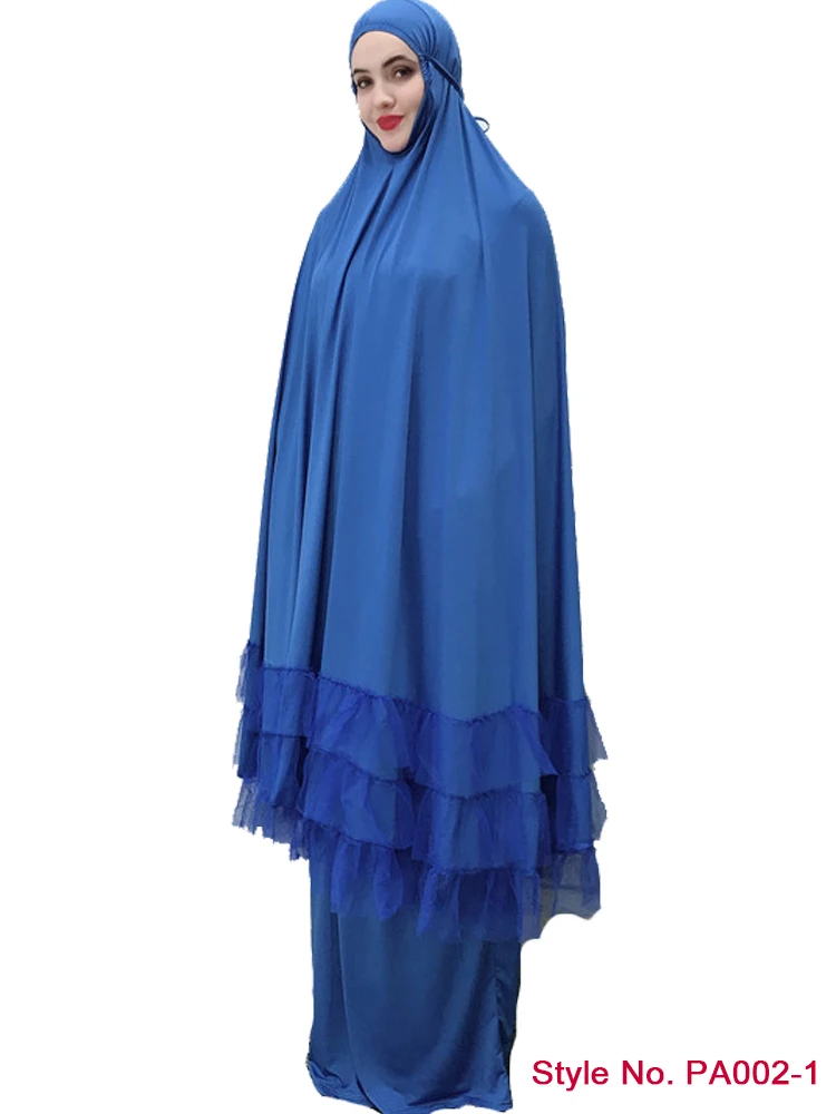 Blue Prayer Dresses Мусульманская женская молитвенная одежда Khimar юбка комплект длинное платье хиджаб Арабская абайя Jilbab Niqab Afghanistan Clothes For Namaz - Цвет: Blue Prayer Dresses