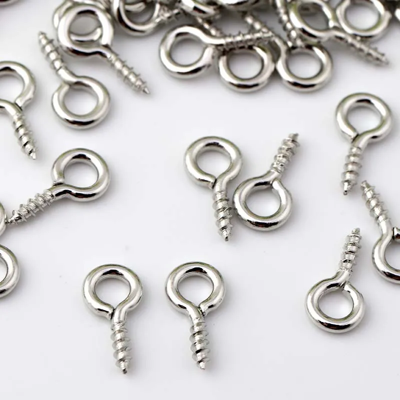 

500pcs Metal Tone Screw Eyes Bails Top Drilled Beads End Caps Pendant DIY Charms Connectors Jewelry Accessories