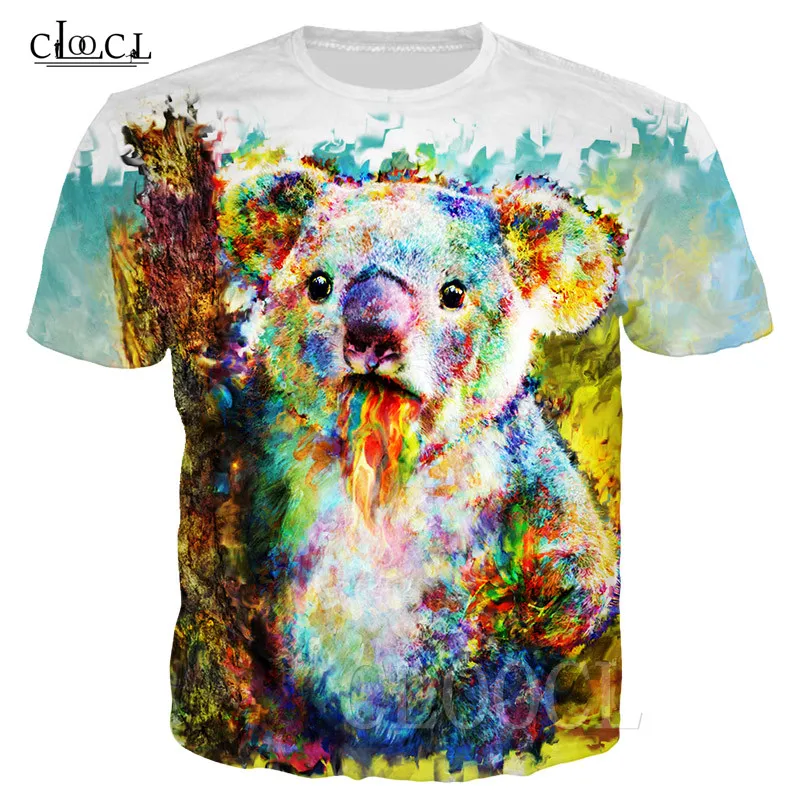 Новинка футболки с животными коала для мужчин и женщин акварельная футболка