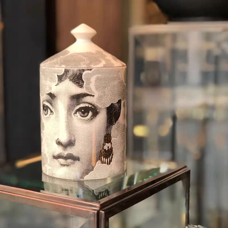 

Ceramic Candle Holders Handmade Incense Candles Jar Girl Face Red Lip Cloud Cup Living Room Study Ornaments Home Decor Crafts