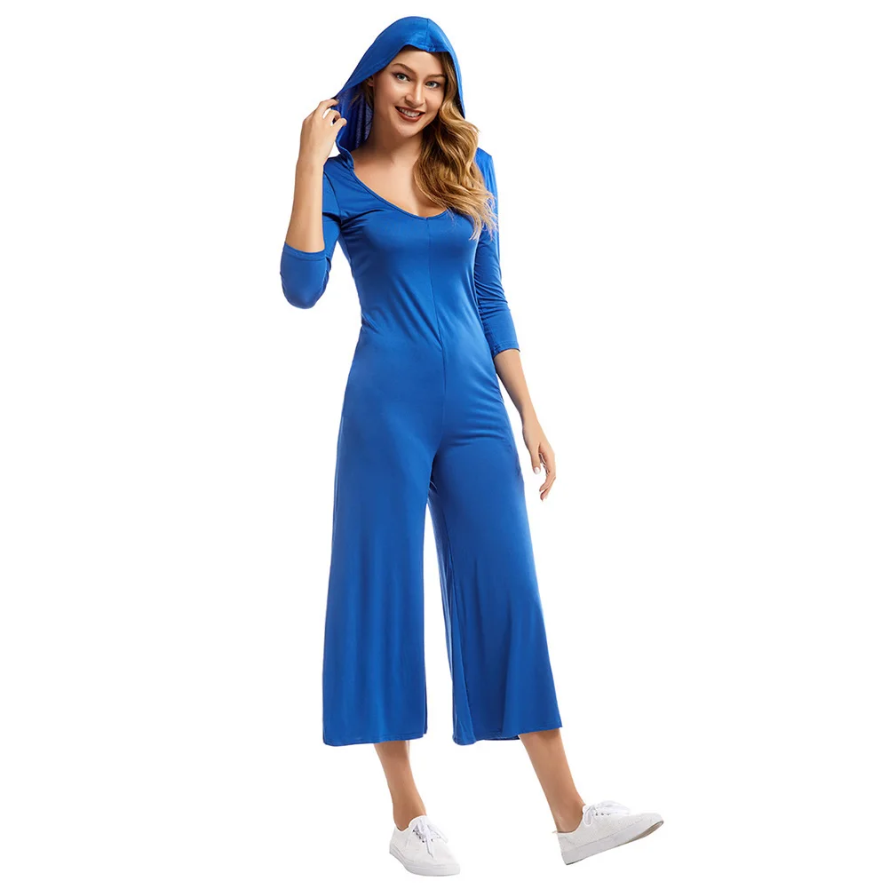 Женский комбинезон с капюшоном FADZECO черный элегантный Облегающий широкими