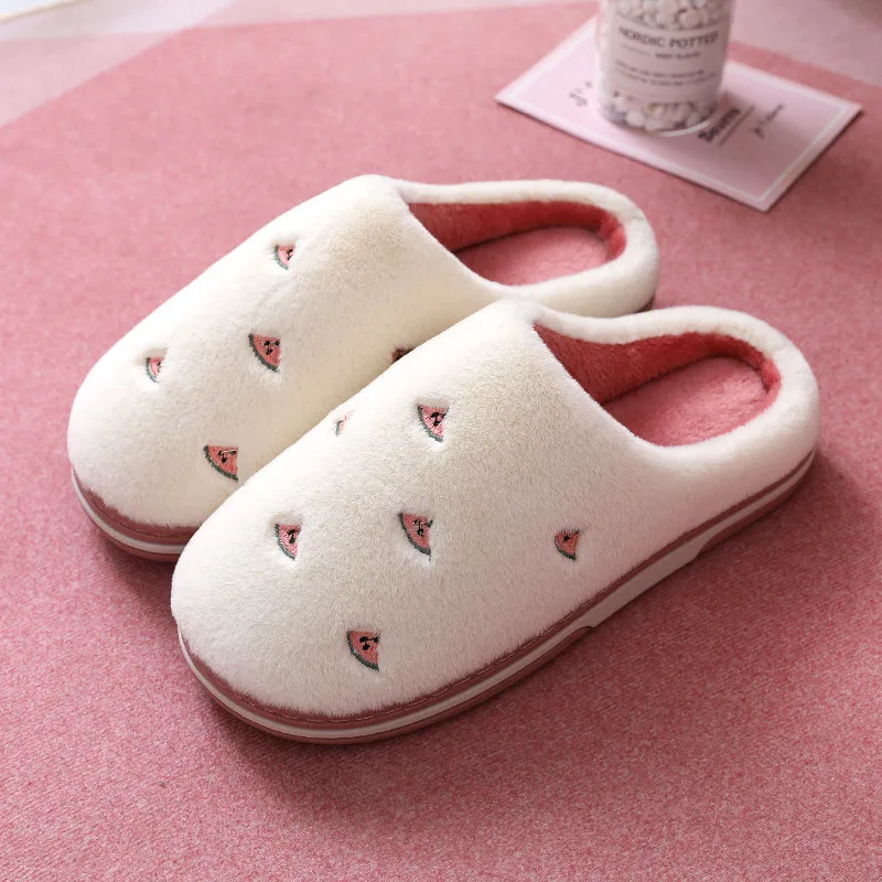 

Fashion Fruit Indoor Slippers Women Warm Plush Home Slipper Anti-slip Soft Lovers Winter Shoes Banana Cherry Ladies Slipper