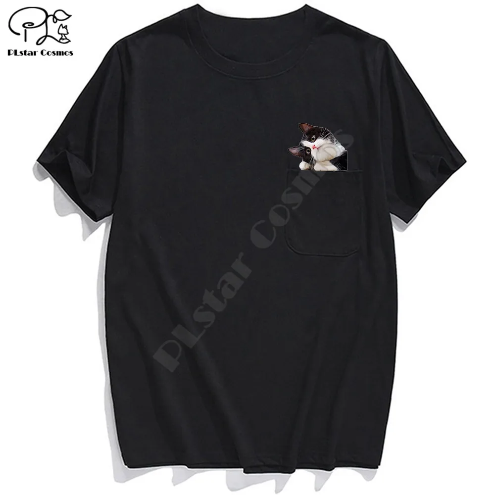 

T Shirt Fashion summer pocket Titanic cat printed t-shirt men's for women shirts Hip hop tops funny cotton tees drop shipping