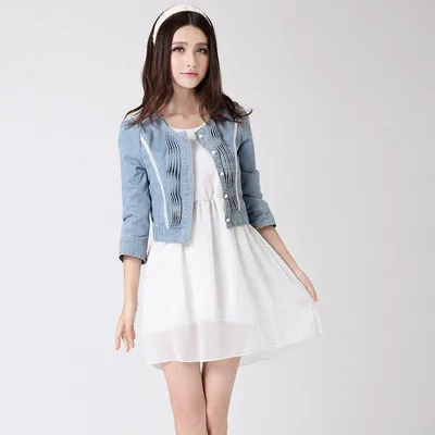 

Sweet Ladies Slim Jacket Denim Female 2021 Autumn Spring Fashion Short Jeans Jacket Women Vintage Coat Outwear
