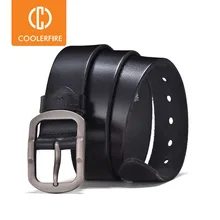 COOLERFIRE Top Cow Genuine Leather Men Belts Newest Arrival Black And Brown Hot Design Jeans Belt For Male Original Brand JTC007