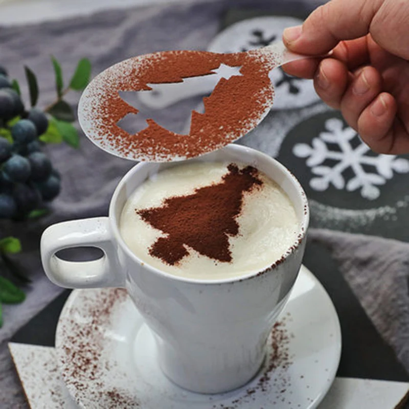

19Pcs Coffee Stencils Fancy Coffee Printing Model Foam Spray Cake Stencils Coffee Drawing Cappuccino Mold Powdered Sieve Tools