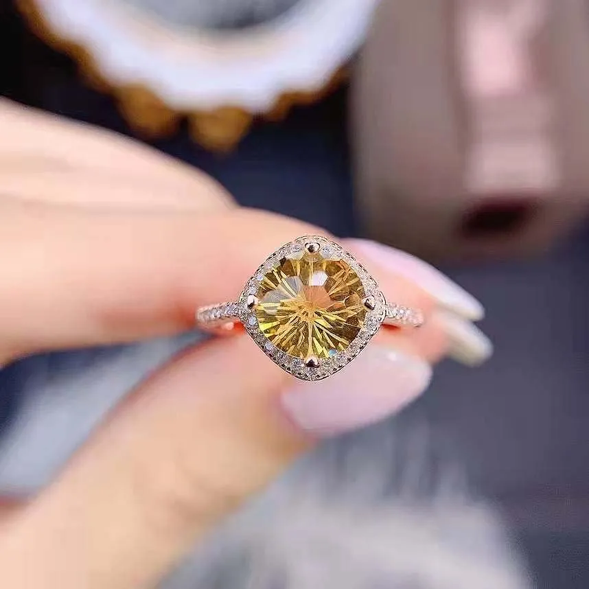 

Natural Gemstone Fashion Citrine Ring S925 Sterling Silver Fine Weddings Jewelry For Women Free Shipping MeiBaPJ FS