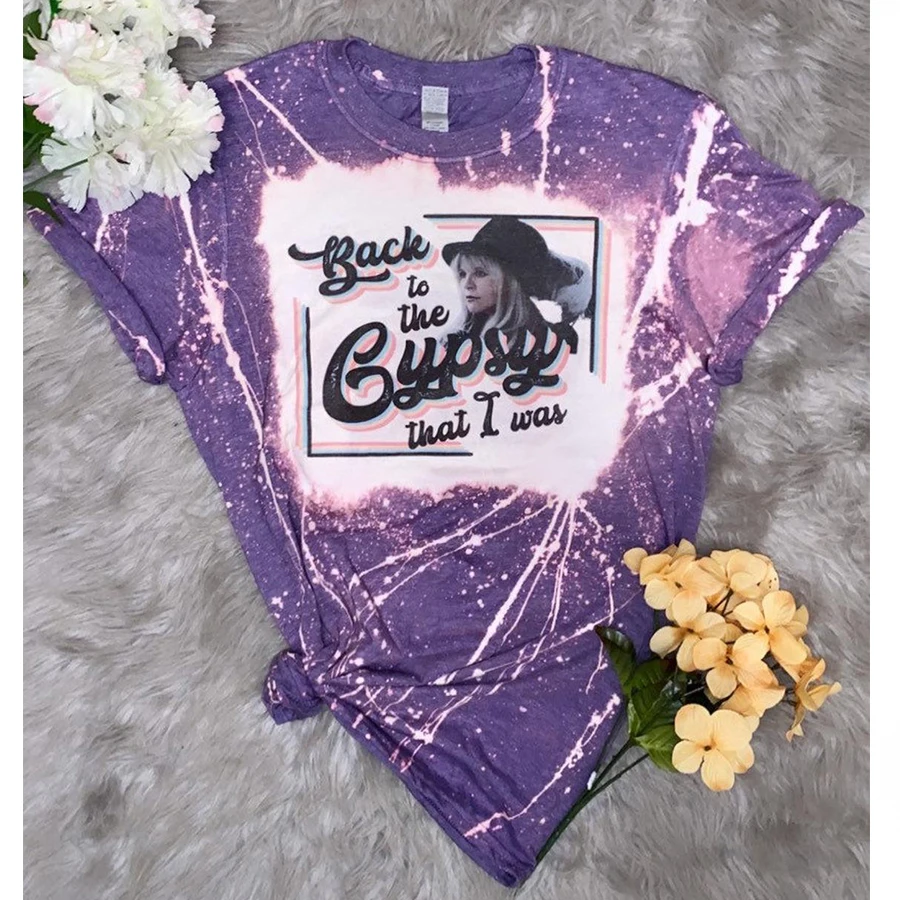 

Stevie Nicks T-shirt Fashion tie-dye printed round neck short-sleeved T-Shirt