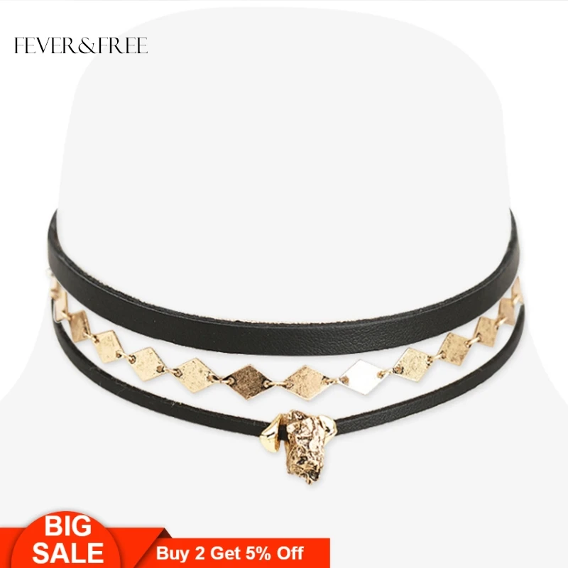 Fever & Free женские трендовые ювелирные изделия черное кожаное ожерелье