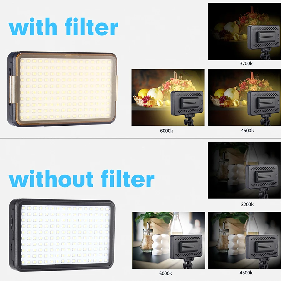 

MAMEN 12W 160 Pcs LED Video Light 6000K Dimmable Photographoic lighting for DSLR ILDC Cameras PAD160 With CT Filter