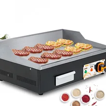 Commercial Electrical Grill Roast Machine Stainless Steel Electric Griddle Grooved & Flat Large Hotplate Teppanyaki Grill