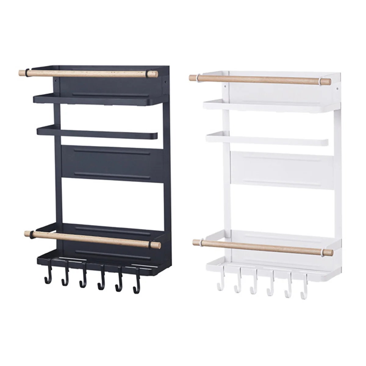 

4 Tier Adsorption Refrigerator Side Rack Wall-mounted Multi-function Storage Holder Kitchen Paper Towel Shelf Rack Organizer