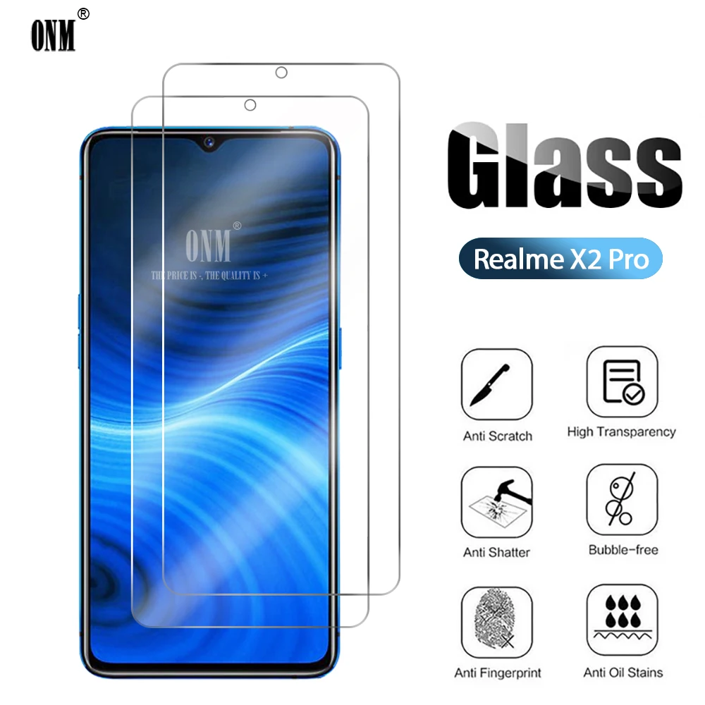Закаленное стекло для Realme X2 Pro 2 шт. Защитное экрана 2.5D 9H закаленное премиум класса