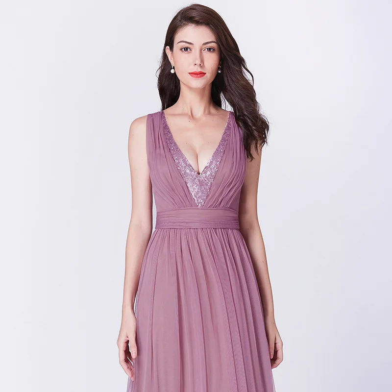 Милое платье подружки невесты коллекция 2020 года длинное на молнии с v образным