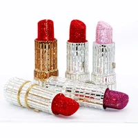 new fashon novelty lipstick clutch wallet for women crystal evening bags party dinner rhinestone handbags and jelly purses