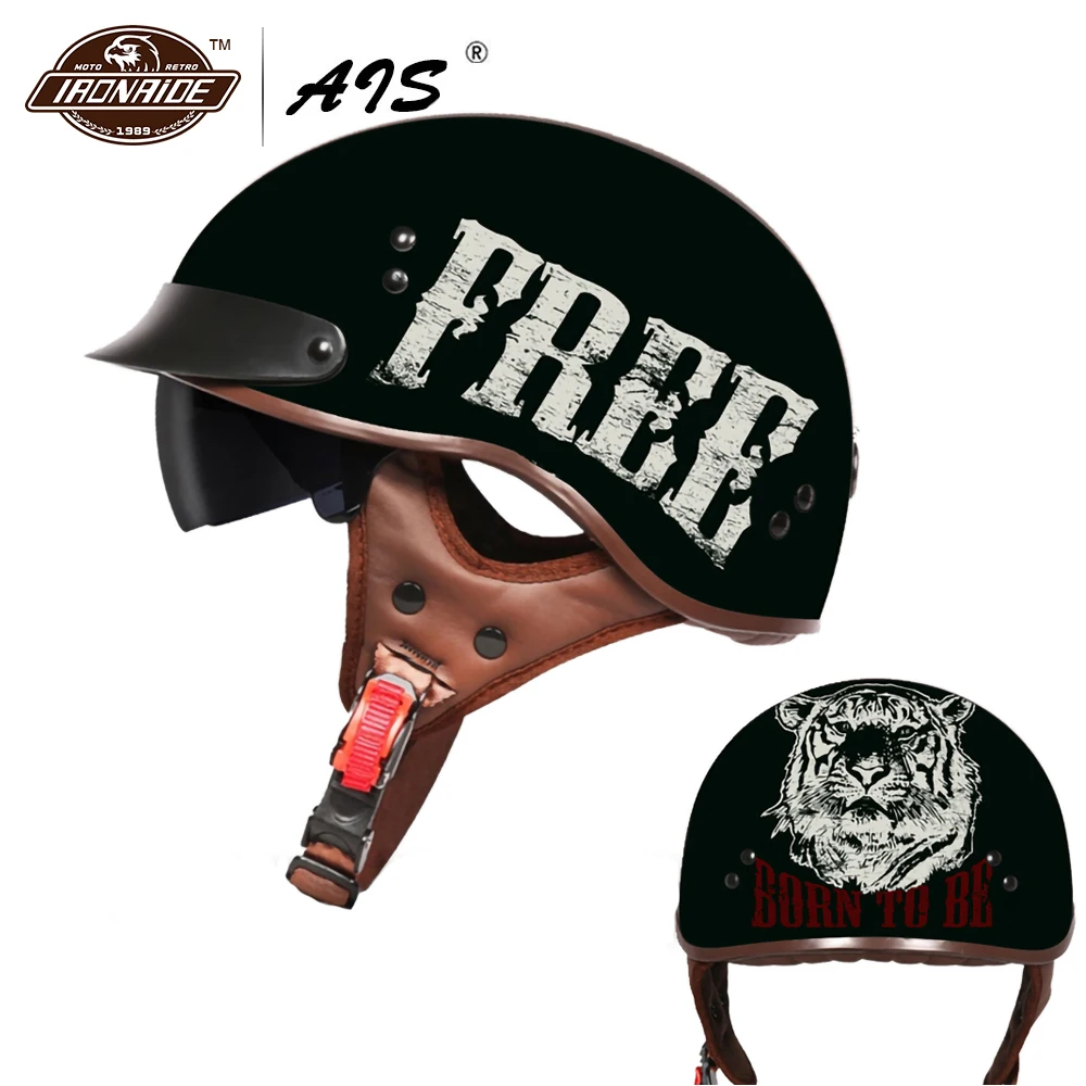 Мотоциклетный шлем в стиле ретро Байкерский мотоциклетный с открытым лицом для