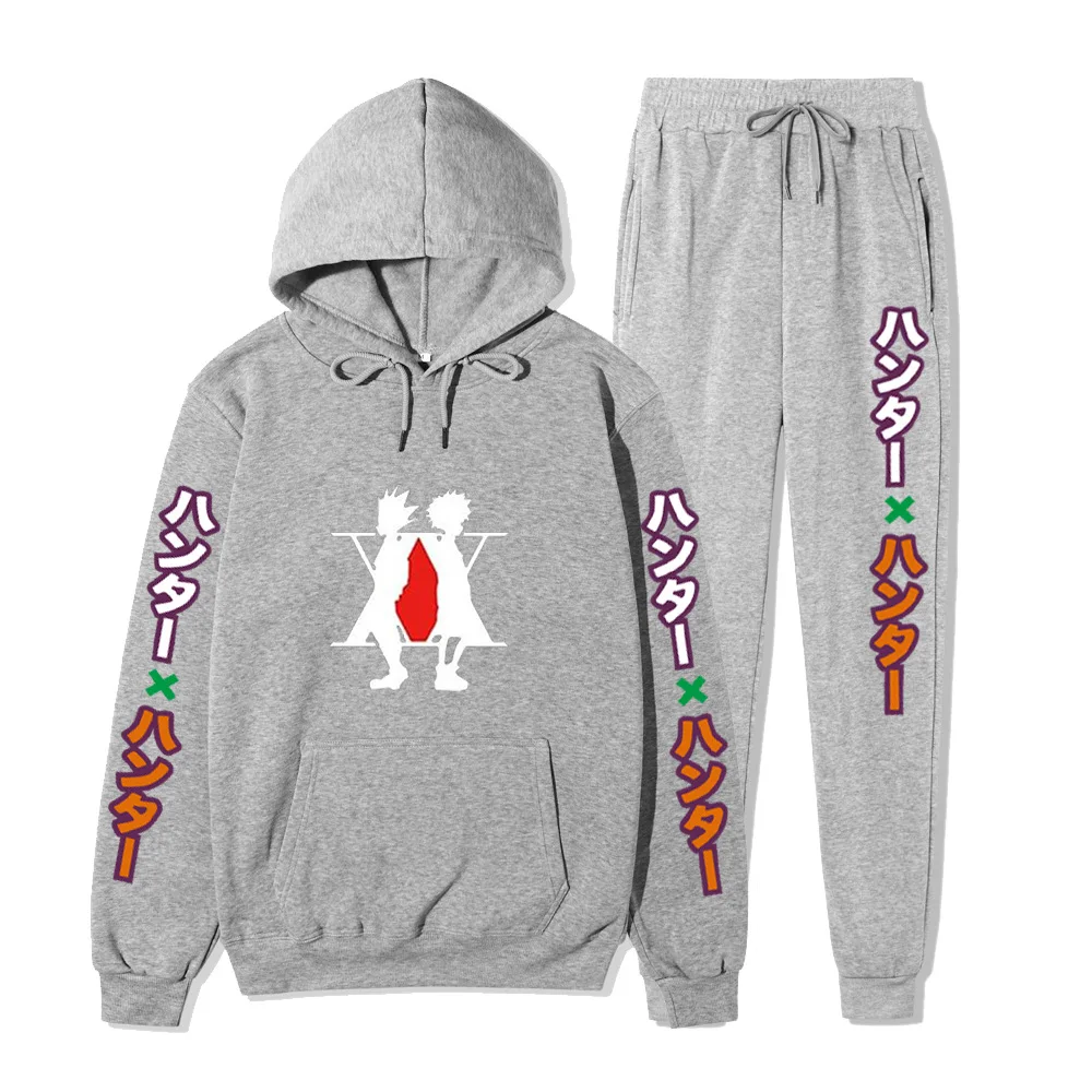 

2021 Adult Plus Velvet Thermal Set Popular Anime Peripherals Hunter X Hunter Printed Unisex Sport Casual Trousers + Hoodie Suit