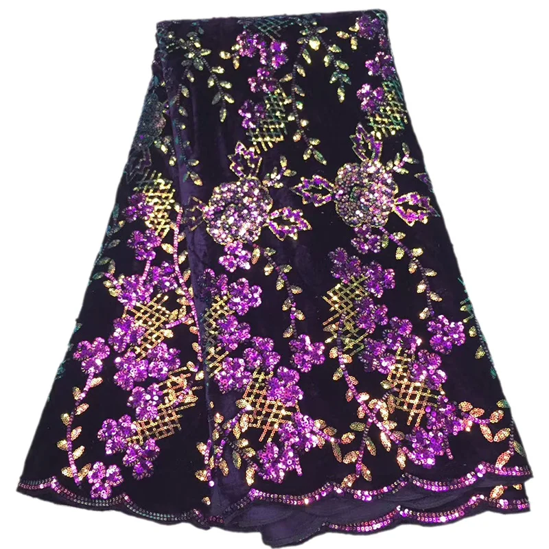 Новое поступление фиолетовая бархатная ткань с блестками для зимнего платья