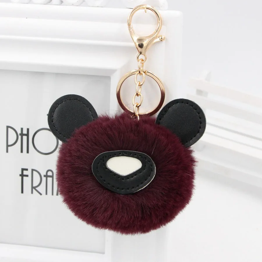 

2021Imitation Rex Rabbit Hair Cute Bear Plush Key Chains Stylish Lovers Backpack Keyring Cute Men Gift Pendant Keychain