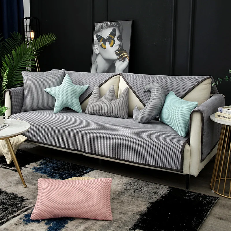 

Sofa cushion Nordic summer mat Ice silk non-slip mat Washable removable 1/2/3/4 single and double dust cover