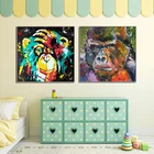 Настенная картина с изображением забавной думанной обезьяны, поп-арт, холст с изображением граффити, животное, картина маслом, настенное украшение, картина для детской комнаты