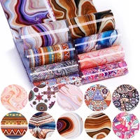 nail art color nail stickers decor tips marble flower decals foil transfer 10pcs