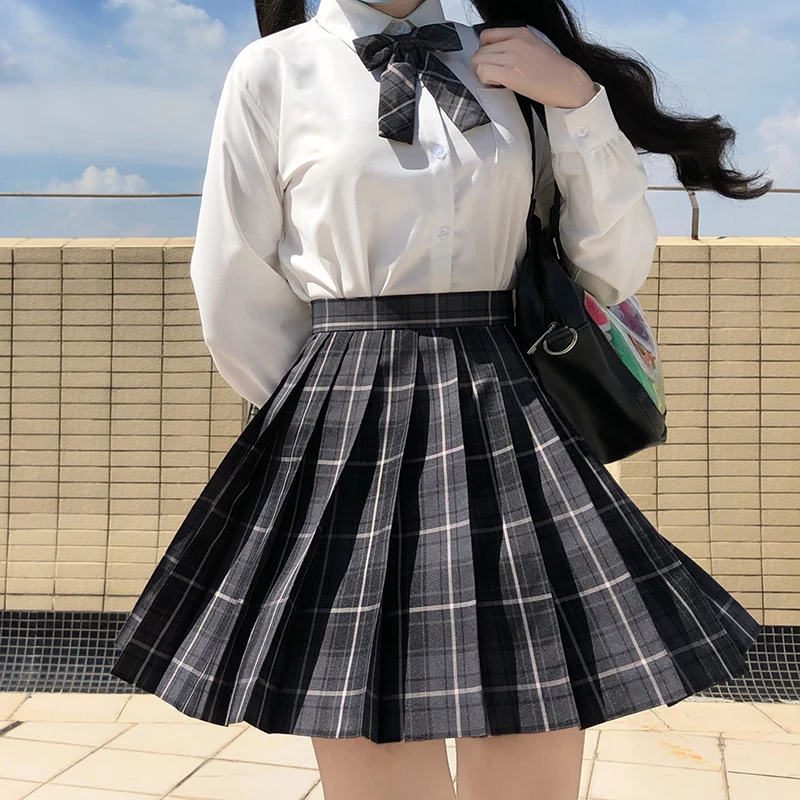 

Summer Korean High Waist Pleated Skirts Black Gothic Sexy Kawaii Mini Plaid Skirt Women Uniform Students Clothes Free shipping