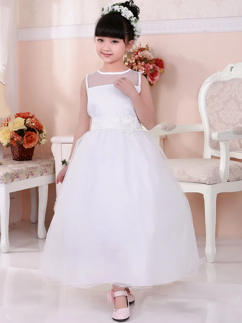 Детское белое платье для выпускного вечера длиной до щиколотки рождественское