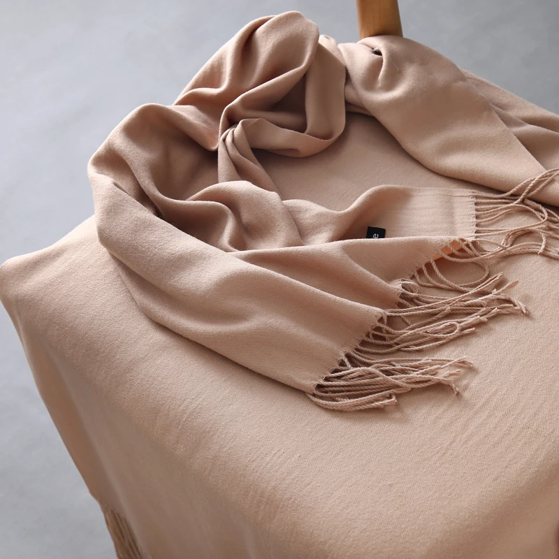

Girita Women's Scarf Cashmere Thick Warm Winter Scarves Large Solid Tassel Female Shawl Wrap Ladies High Quality Pashmina Hijabs