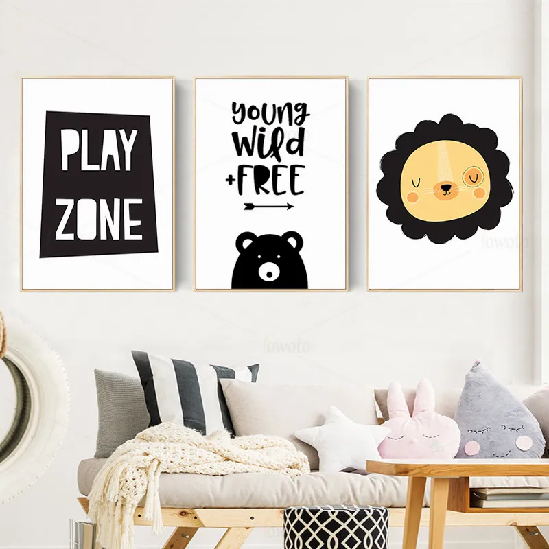 Плакаты и принты с черными цитатами мультяшная Картина на холсте детская