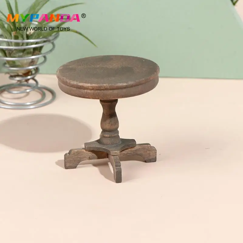 

1/12, деревянный миниатюрный круглый журнальный столик для кукольного домика, украшение для сада/комнаты, игрушки для детей, 1 шт.