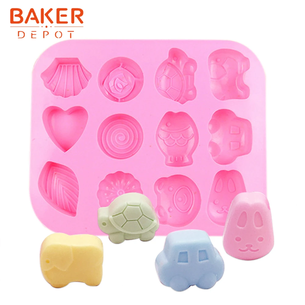 BAKER DEPOT в форме животного, силиконовая форма для печенья, торта, выпечки, 12 отверстий, gummy jello, форма для льда, инструмент для украшения торта для детей