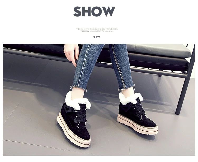 SWYIVY Chaussures Femme Platform Snow Boots Increased Wedge Women Winter Boots Fashion Winter Ankle Boots For Women Shoes