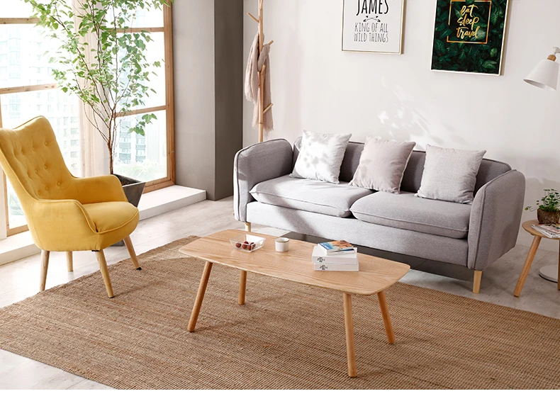 Простой скандинавский журнальный столик из массива дерева 1B простой диван для