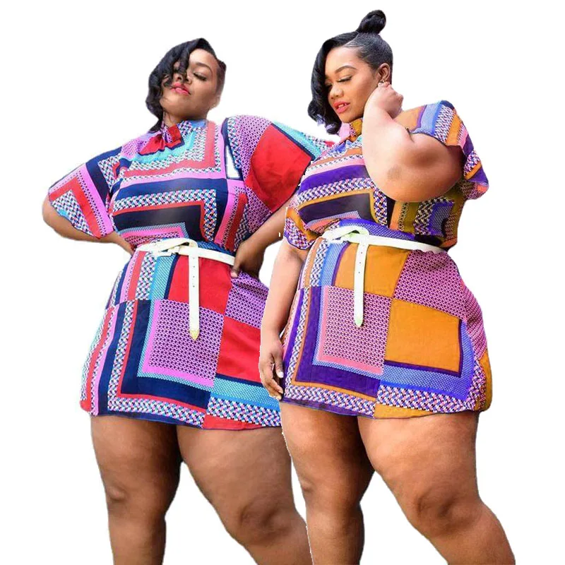 

Plus Size Clothing Women Summer Dresses Casual Clothes Wholesale Ladies Mini Dress Short Sleeve Streetwear Dress Dropshipping
