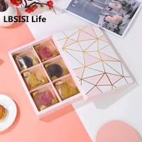 lbsisi life 5pcslot mooncake boxes egg yolk crisp cake cookies candy packing mid autumn festival party give gift decoration