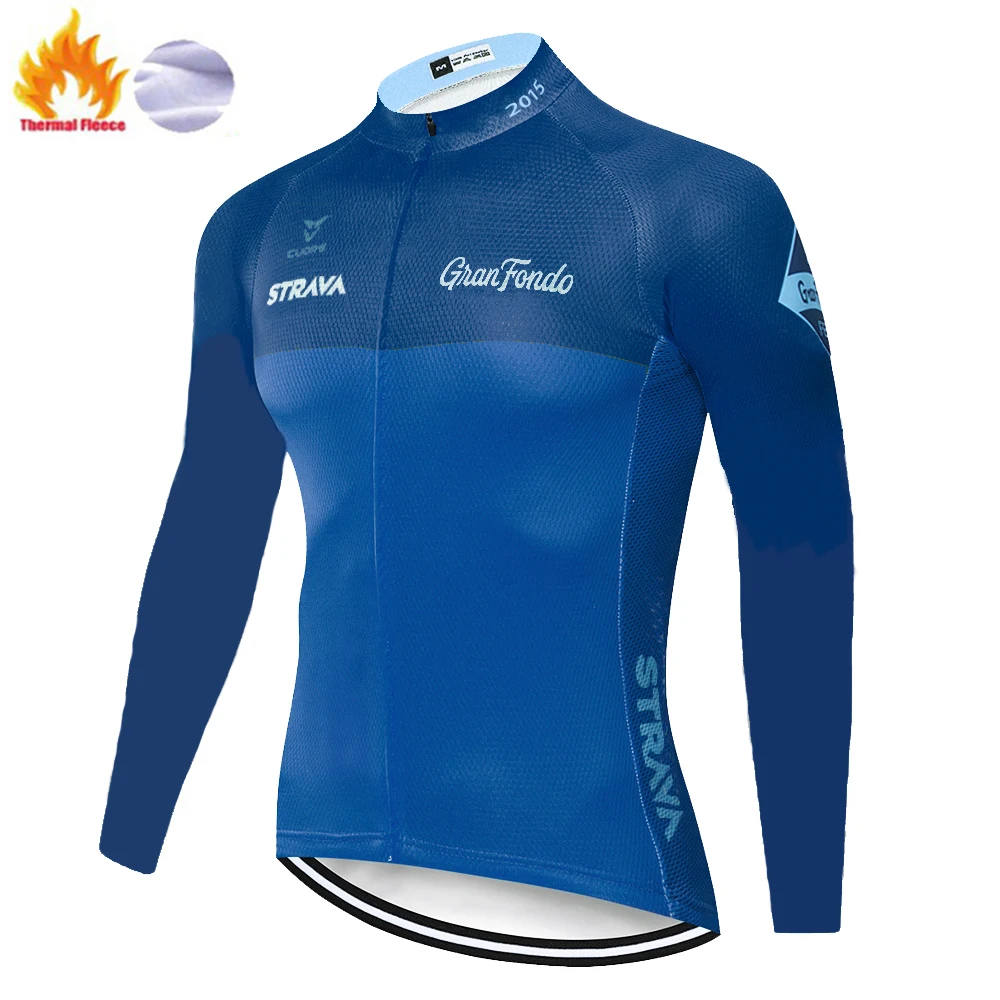 2020 команда Strava Велоспорт Джерси Зимняя Термальная флисовая майка ciclismo invierno hombre