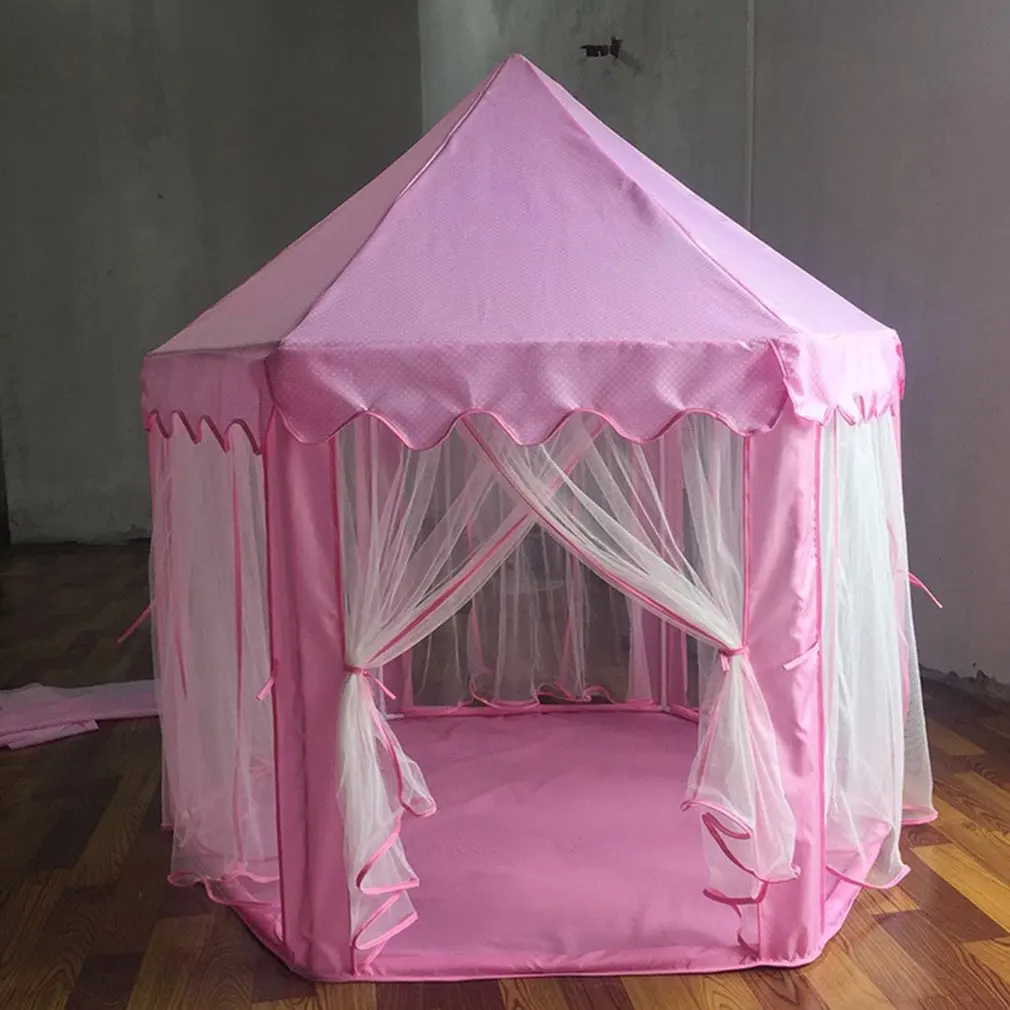Детские розовые палатки в форме замка портативные для мальчиков и девочек дома