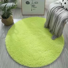 Alfombra redonda de lana de seda de felpa suave, tapete lavable para el hogar, sala de estar, mesa de té, dormitorio, mesita de noche, 1 pieza (2)