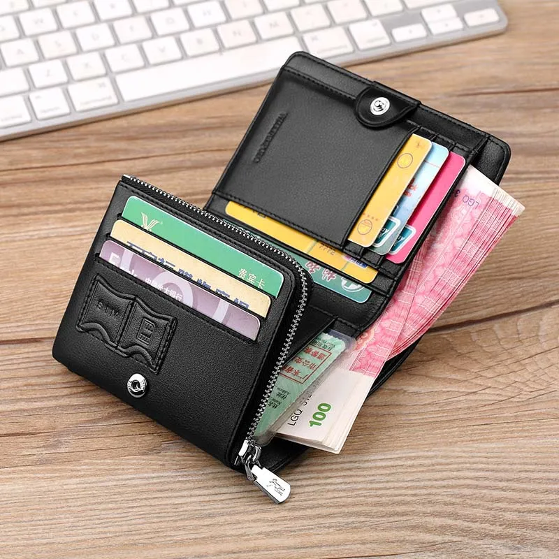 Genuine Leather Men Wallets Luxury Brand Trifold Wallet Zip Coin Pocket Purse Cow Mens Pl297 | Багаж и сумки