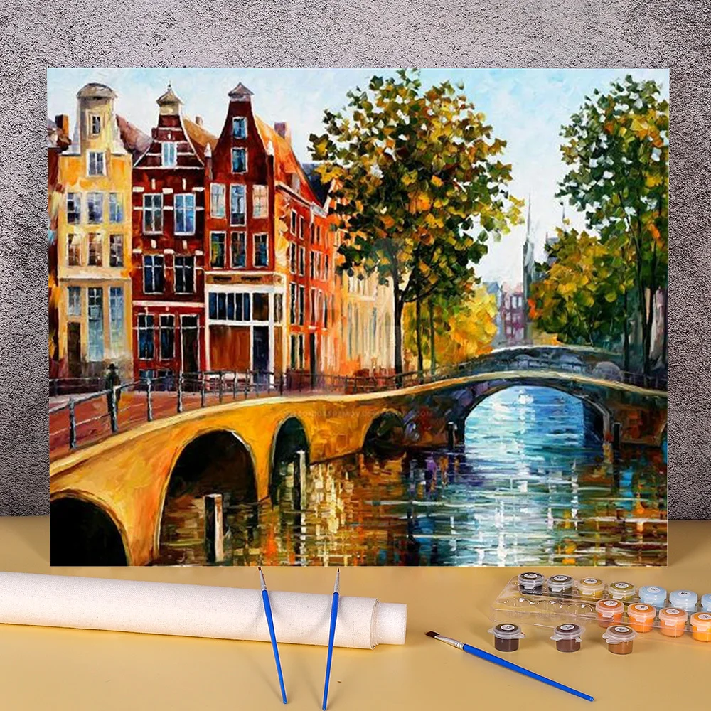 Набор для рисования по номерам на холсте ворота в Амстердам масляные краски 40 х50 |