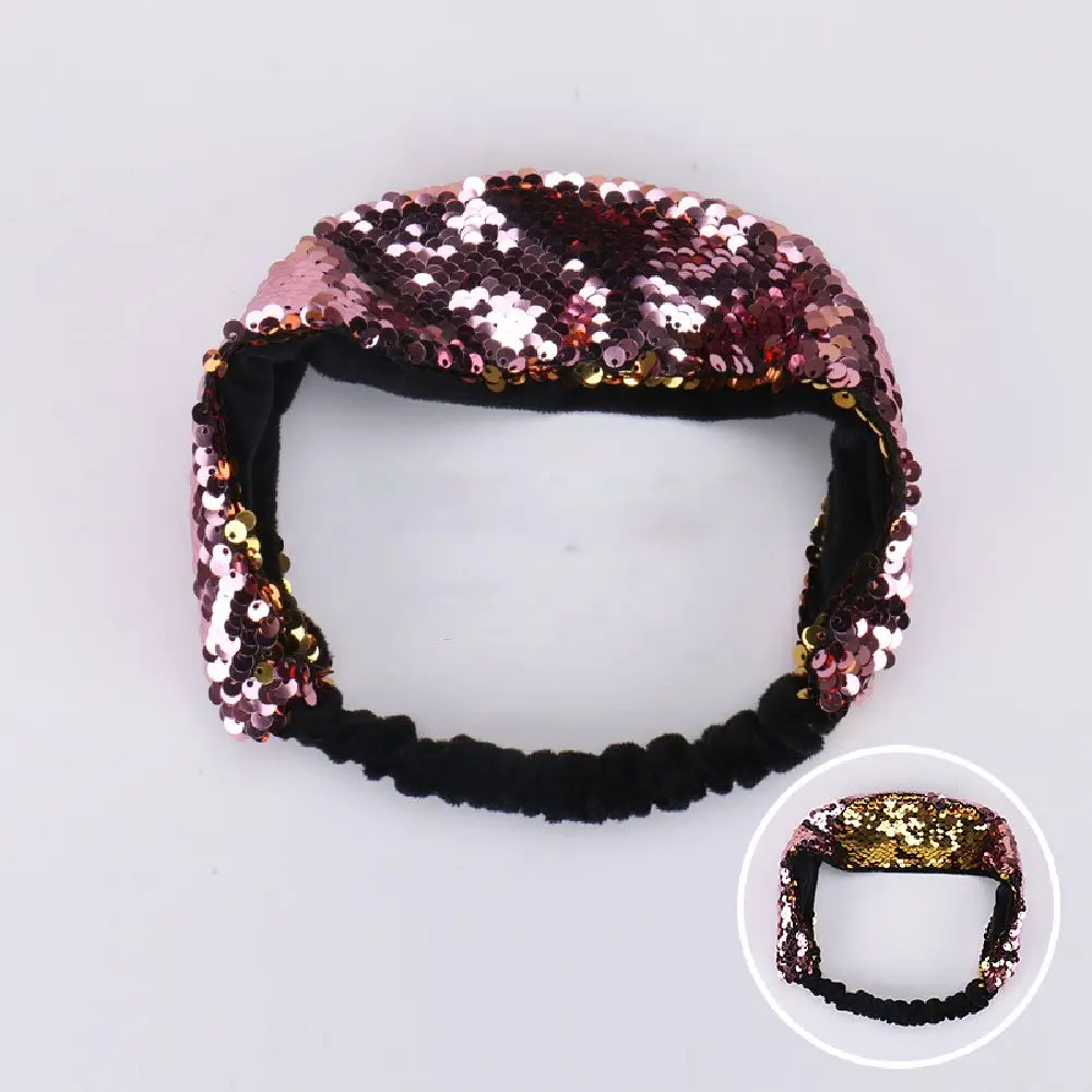 Многоцветная блестящая повязка на голову с блестками винтажная плетеная лента