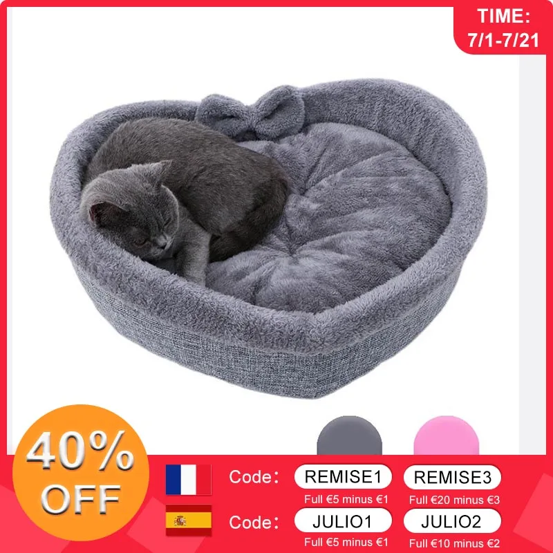 Кровать для кошек мягкая спальная кровать в форме сердца из хлопка бархата