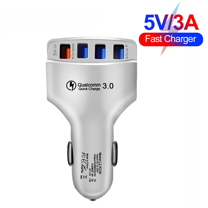 

Quick Charge3.0 Car Charger QC3.0 4Ports Fast charging Car phone Charger For Samsung Xiaomi iPhone Car cigarette lighter charger