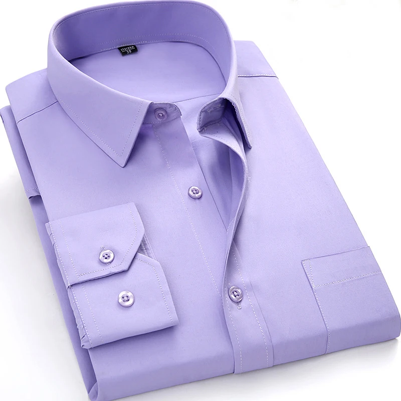BS1205 Большие размеры 8XL 7XL 6XL 5XL 4XL, мужская деловая Повседневная рубашка с длинными рукавами, Классическая мужская рубашка в полоску фиолетового и синего цвета - Цвет: BS1205